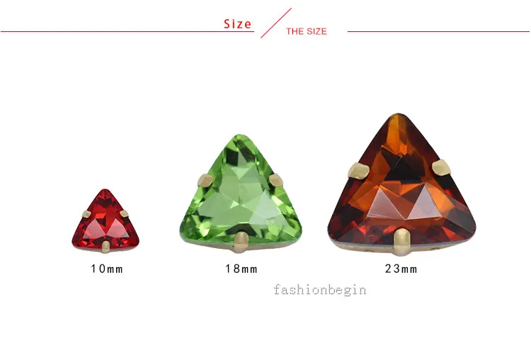 All size Triangle Flatback sewing stone sew on crystal claw Rhinestone copper setting embelliment for shoes headwear DIY garment