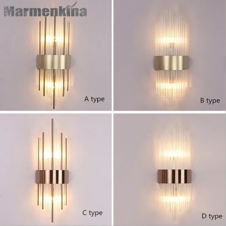 

MODERN Hotel Bedroom Bedside Aisle lights Corridor Stair Crystal Rod Wall lamp E14*2.