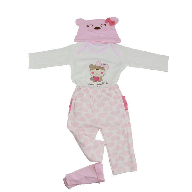 So Lovely Handmade Doll Clothes Suit Fit For 22-23 Inch Reborn Baby Dolls Pink Heart Five-Piece Suit Pure Cotton Kids Gift