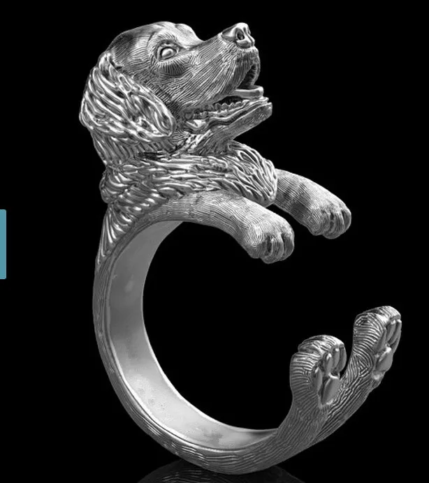 1PCS new fashion Golden Retriever Ring free size cartoon animal dog  Ring jewelry for pet lovers