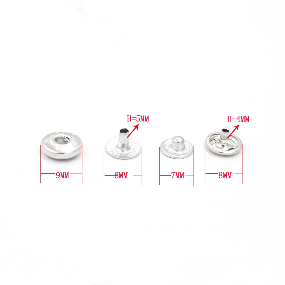 50 Sets Silvery 8 MM Snap Buttons Rivet Metal Buckle Combination Sewing Repair Snap-fastener