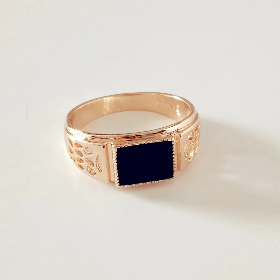 New Ring Men 585 Rose Gold Color Man Rings Black Cubic Zircon Fashion Jewelry Trendy Vintage Gold Color Male Rins Gift