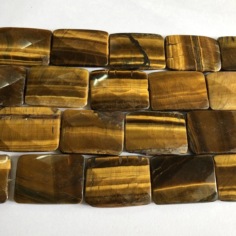 

Wholesale 1string of 15.5“ Natural Tiger Eye 30x40mm Faceted Rectangle Pendant Beads, Gem stone Loose Beads for jewelry making