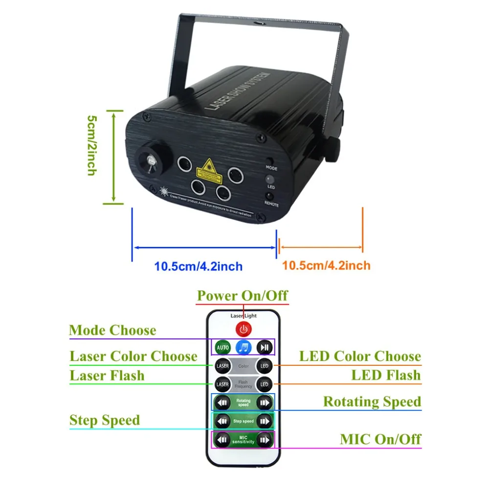 Sharelife Mini DJ Star Galaxy RGB Deluxe Laser Projector Light Remote Home Party Show Wedding Stage Lighting Effect SL100RGRB