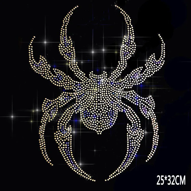 

5 Pcs DIY Chest Spider Hotfix Rhinestones, Heat Transfer Design Iron On Motifs,Patch For Garment,T-Shirt,Cloth