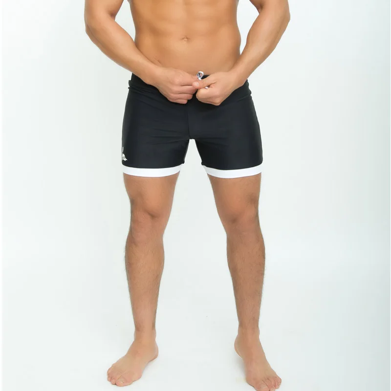 Taddlee Mens di Marca Costumi Da Bagno Costumi Da Bagno Swim Boxer Tronchi Lungo di Colore Solido Nero Tavola Da Surf Shorts Grande Formato XXL