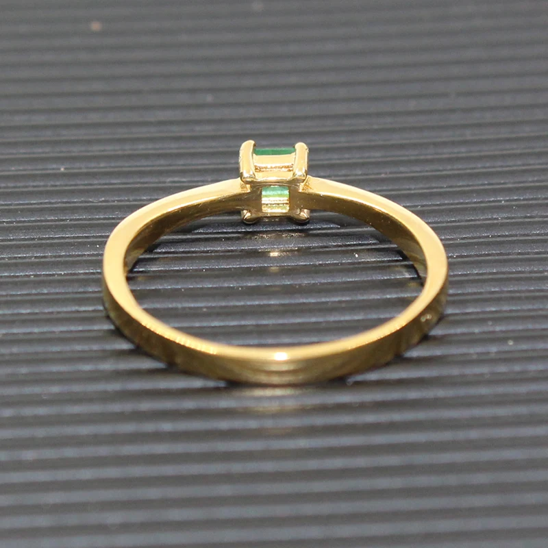 Simple silver emerald ring for wedding SI grade 3 mm * 3 mm natural emerald silver ring solid 925 sterling silver gemstone ring