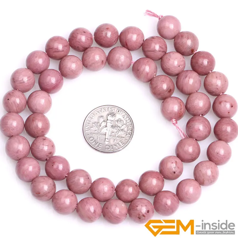 Natural Stone Red Rhodonite Round Beads For Jewelry Making Strand 15\