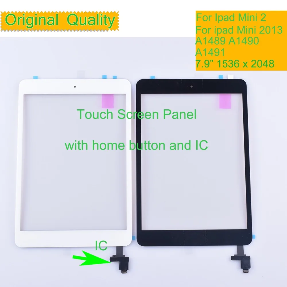 

10Pcs/Lot For Apple Ipad Mini 2 2013 Touch Screen Digitizer LCD Front Panel A1489 A1490 A1491 Touchscreen With IC Home Button