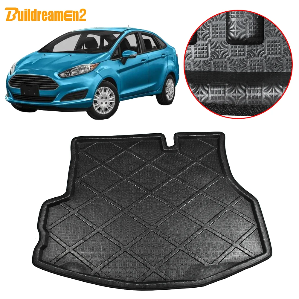 Buildreamen2 For Ford Fiesta Sedan 2009-2017 Car Accessories Trunk Mat Boot Tray Liner Floor Cargo Carpet Luggage Mud Pad