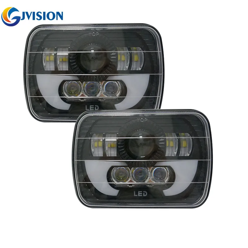 7x6 5x7 Inch Rectangular LED Headlights Square Headlamp High/ Low Beam Projector Lens For Chevy Truck Off-road Jeep Cherokee XJ