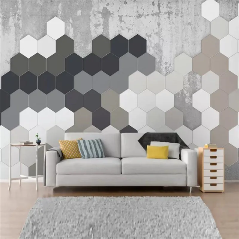 Customized 3d wallpaper Nordic simple personality geometric square wall high-grade waterproof material