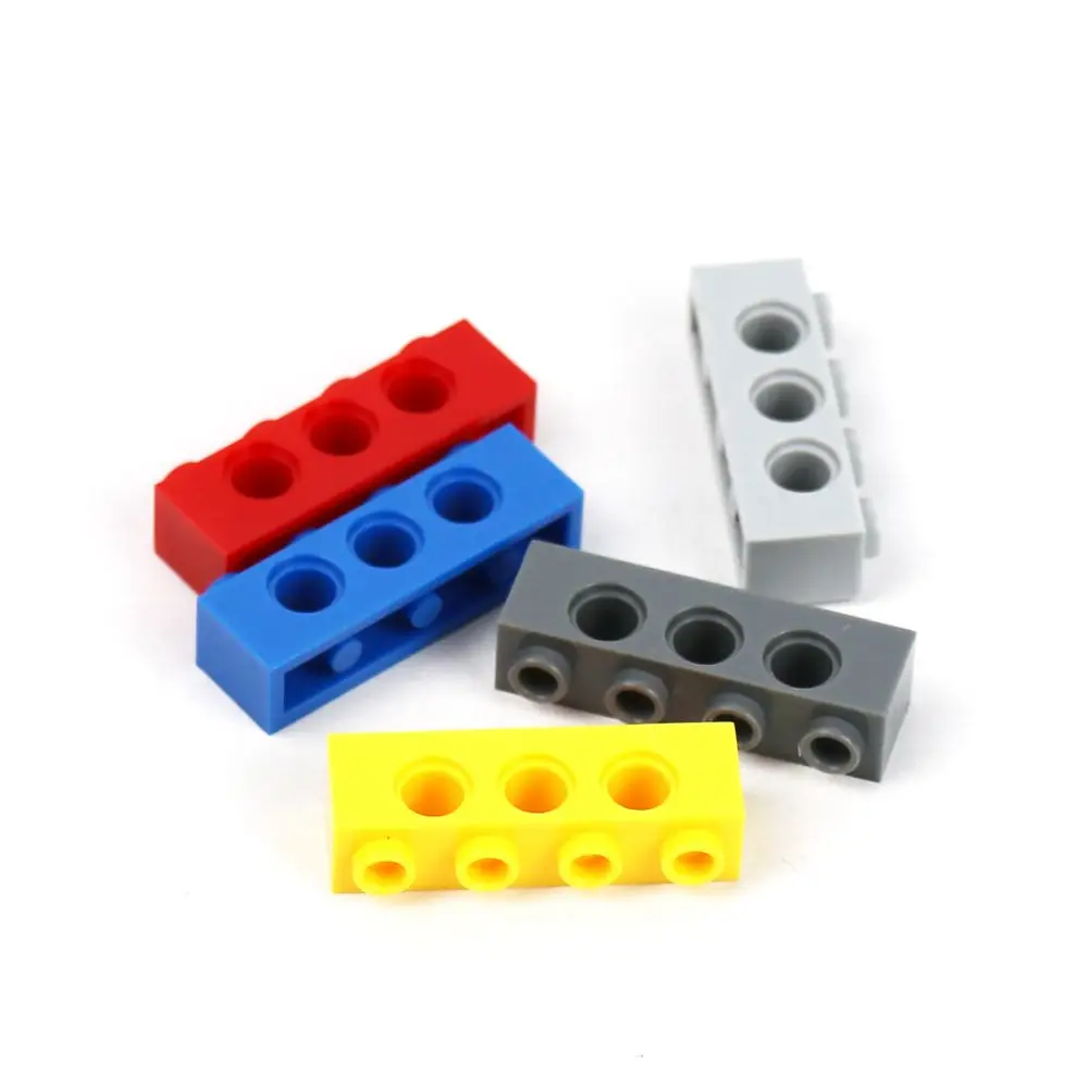 20pcs Technical Brick 1 x 4 with 3 Holes Thick Bricks Model Building Blocks Technical Parts 3701 Mechanical Accessories