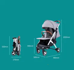 Cochecito de bebé diseño científico pliegues fácilmente y convenientemente 0-3 años, 7 kg capacidad de 25 kg marco de acero de ruedas de EVA