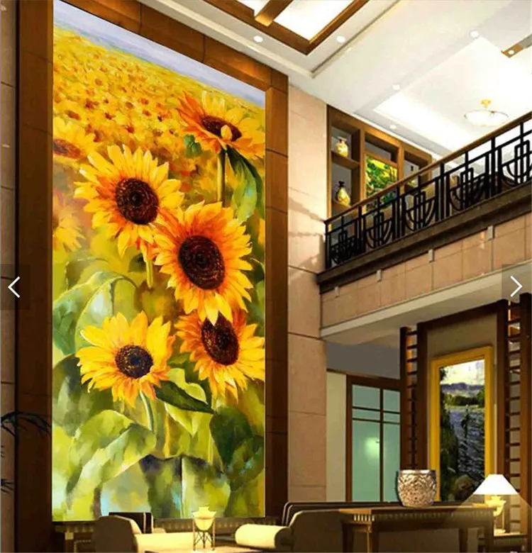 

Entrance entrance landscape oil painting flower sunflower modern hand-painted corridor aisle home decoration painting garden