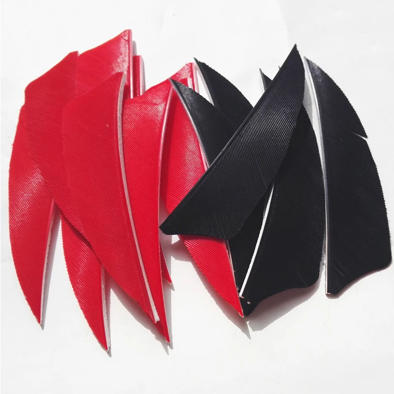 60 Pcs Left Wing 3 inch Black and Red Turkey Feather For Hunting and Shooting Arrow Accessories