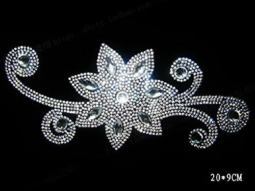 Flower design strass iron stone hot fix rhinestone motif transfer on design rhinestones fix with glue