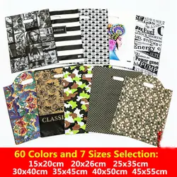 10pcs 15x20 20x26 25x35 30x40cm Plastic Gift Bags With Handles Packing Bag For Wedding Party Supplies Baking Package Bags Shops