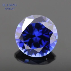 34# Blue Synthetic Sapphire Stone 0.8-3mm Round Brilliant Cut Synthetic Corundum Stone Gems For Jewelry