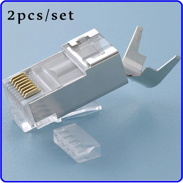 RJ45 Cat7 Connector with wire loding guide 8P8C Plug Cable Adapter STP Modular 50U pass test