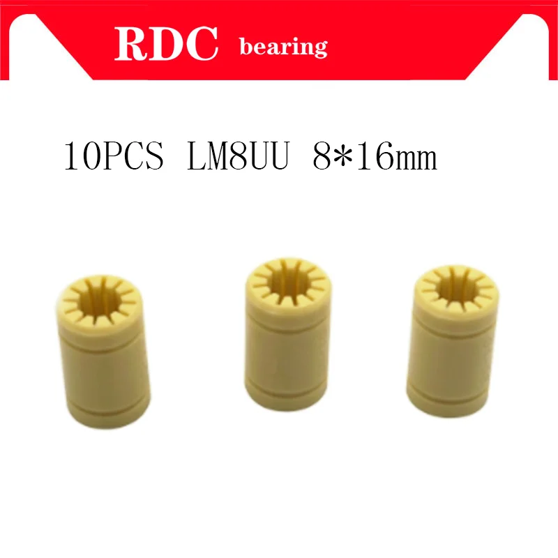 Free shipping New Promotion 10pcs/lot 8mmx16mm 3D Printer Bearings Shaft RJ4JP-01-08 Solid Polymer LM8UU Bearings for 3D Printer