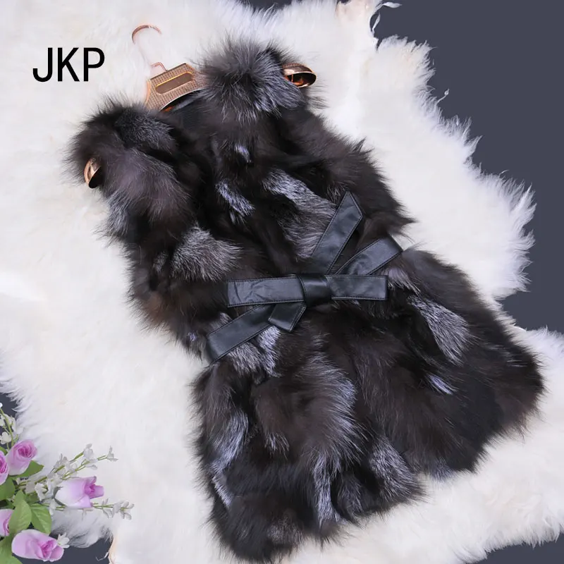 

Genuine fox fur vest women long fox fur vest winter real fox fur coat Retail/Wholesale custom big size