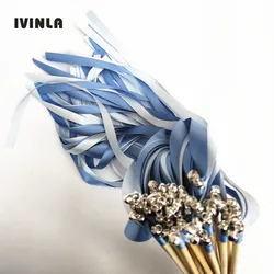 Newest 50/20/10pcs/lot blue wedding ribbnon wands for wedding decoration