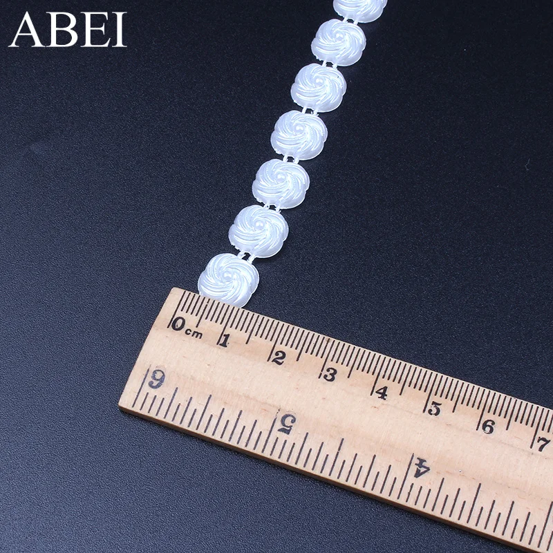 1cm 2yards Plastic Rose Flower String Ribbon for Wedding Party Evening Decoration Beaded Lace Trims Handmade Clothes Accessories