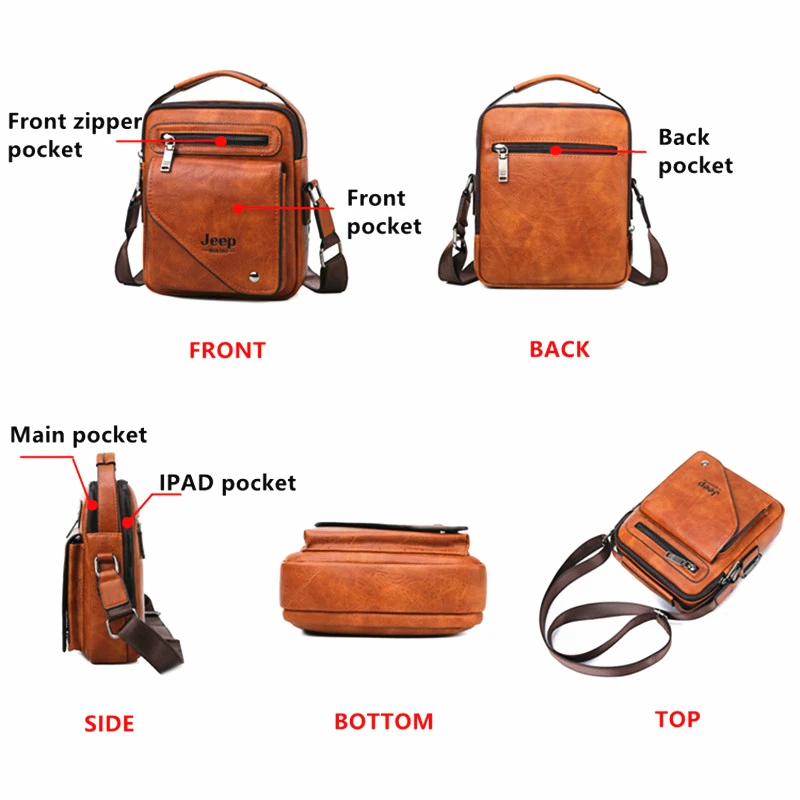 Saco do mensageiro dos homens do jipe buluo famosa marca sacos de ombro couro crossbody tote para ipad negócios moda nova bolsa