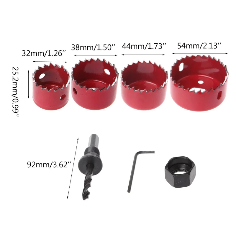 6Pcs Hole Circular Saw Set Drill Bit Cutting Cutter Round 32mm 38mm 45mm 54mm LS\'D Tool