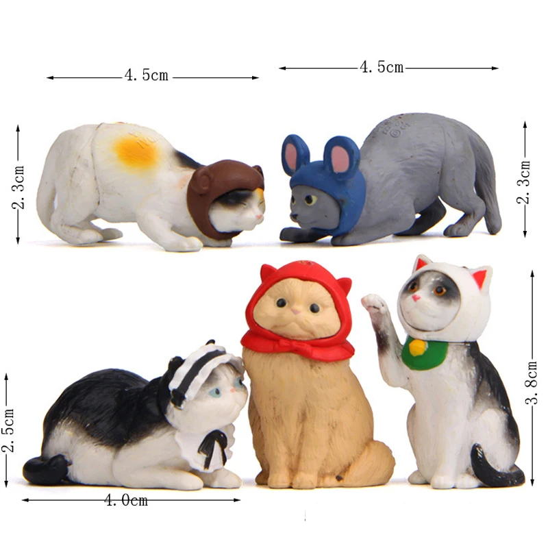 5pcs/lot Japanes Kawai Cosplay Cat Figure Toys Resin Corgi Action Figure Collection Model Toy Gift for Home Decoration