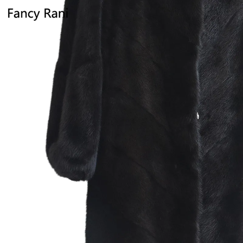 Fancy Rani Damesjas 100% Echte Nertsbont Met Capuchon Overjas Winter Warm Vol Pelt Natuurlijke Bontjas Van Hoge Kwaliteit Nertsen Lange Jas