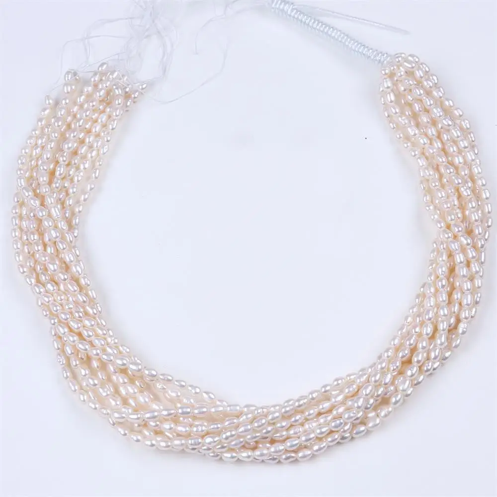 

AA Grade 4-4.5mm Rice freshwater Pearl DIY Necklace Bracelat Jewelry Making Rice Shape white Loose Beads Strand