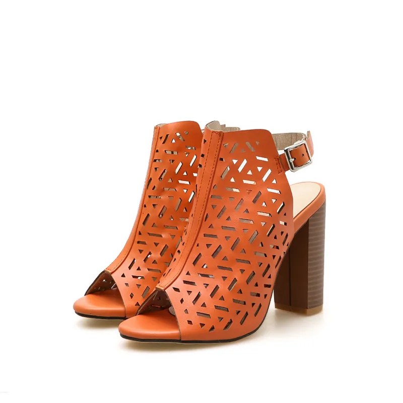 Spring Autumn Women Sandals Gladiator High Heels Strap Pumps Buckle Strap Shoes Fashion Ladies Shoes Black brown