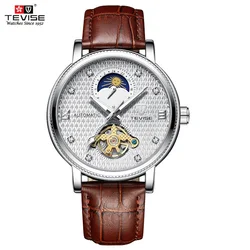 TEVISE T612 orologio automatico uomo fasi lunari orologi da polso meccanici luminosi Tourbillon moda orologio da polso per uomo zegarek meski