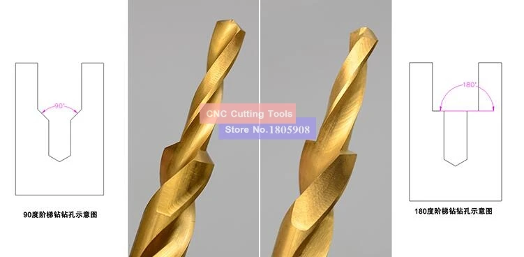 1 قطعة M3 M4 M5 M6 M8 M10 M12 * 90/180 درجة الكوبالت HSS M35 /HSS سلم الحفر تويست الحفر counterbore الحفر ، الشطب الحفر