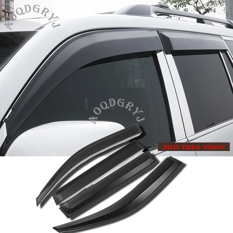 

4pcs Car Side Window Visor Rain Sun Deflectors Guard Vent Shade Cover trim For Toyota Prado FJ150 2010-2019 Car styling