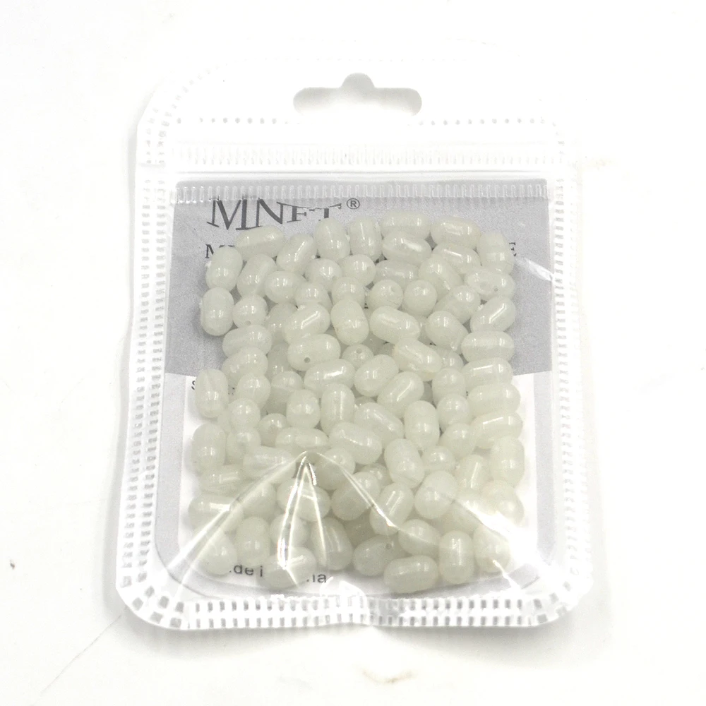 MNFT 100PCS 5*8MM Oval Pearl Cross Hole Beads Carp Fishing Accessory Saltwater Rigs Luminous & Transparent Plastic Bead