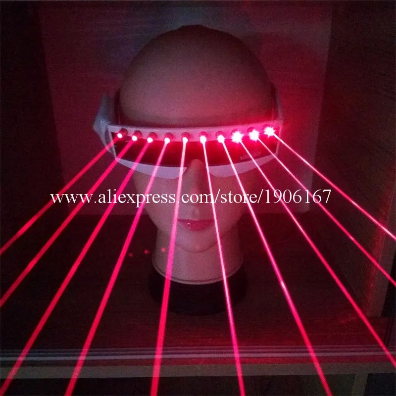 Wholesale 5 Pcs Red Laser Laserman Glasses With 10pcs Red Lasers Luminous Eyewear Party Night Club KTV Bar Stage Show Glasses