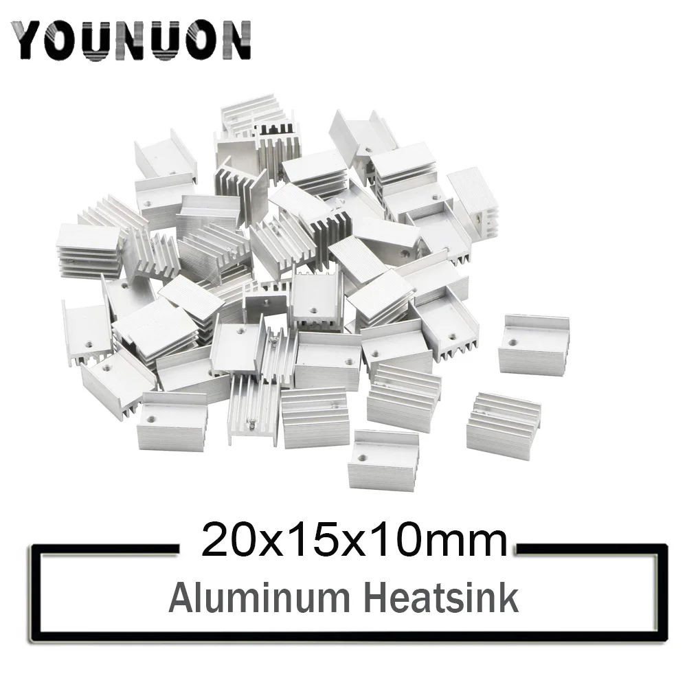 10Pcs YOUNUON Silber Aluminium ZU-220 Kühlkörper ZU 220 Kühlkörper Transistor Heizkörper TO220 Kühler Kühlung 20*15*10MM