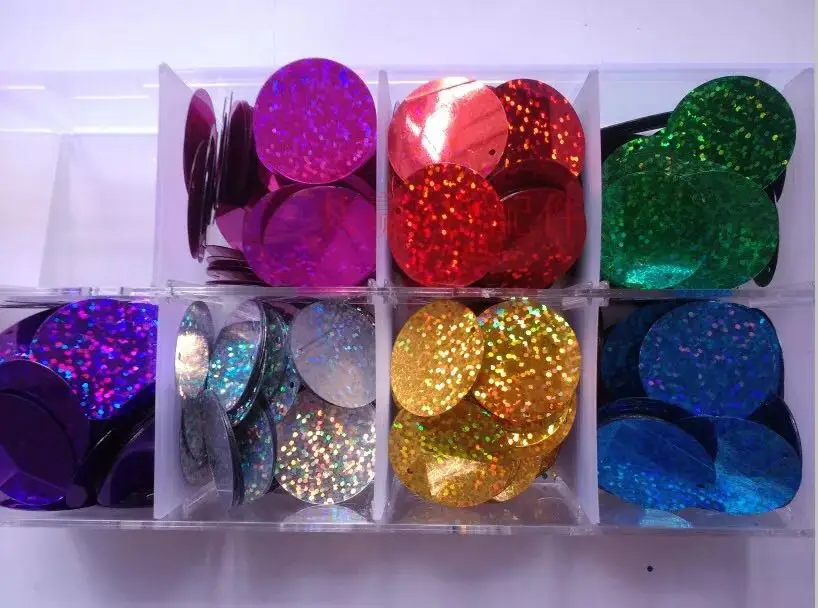 280pcs Large Round Sequins 30mm PVC Flat Round For Belly Dance Garment Hologram Laser Colors Confetti