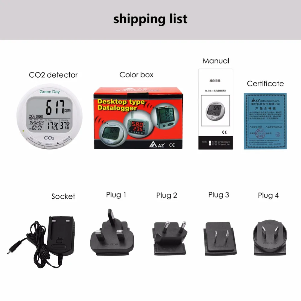 Yieryi AZ7788 CO2 Detector with Alarm Measuring Range 0~9999ppmCO2 Concentration Temperature Humidity In 1 Detection Instrument