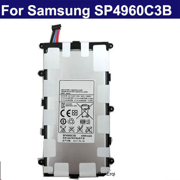 Battery For Samsung Galaxy Tab 2 7.0 P3100 P6200 P3110 Tab 7.0 Plus  (14.8Wh) 4000mAh  SP4960C3B Batterie Bateria