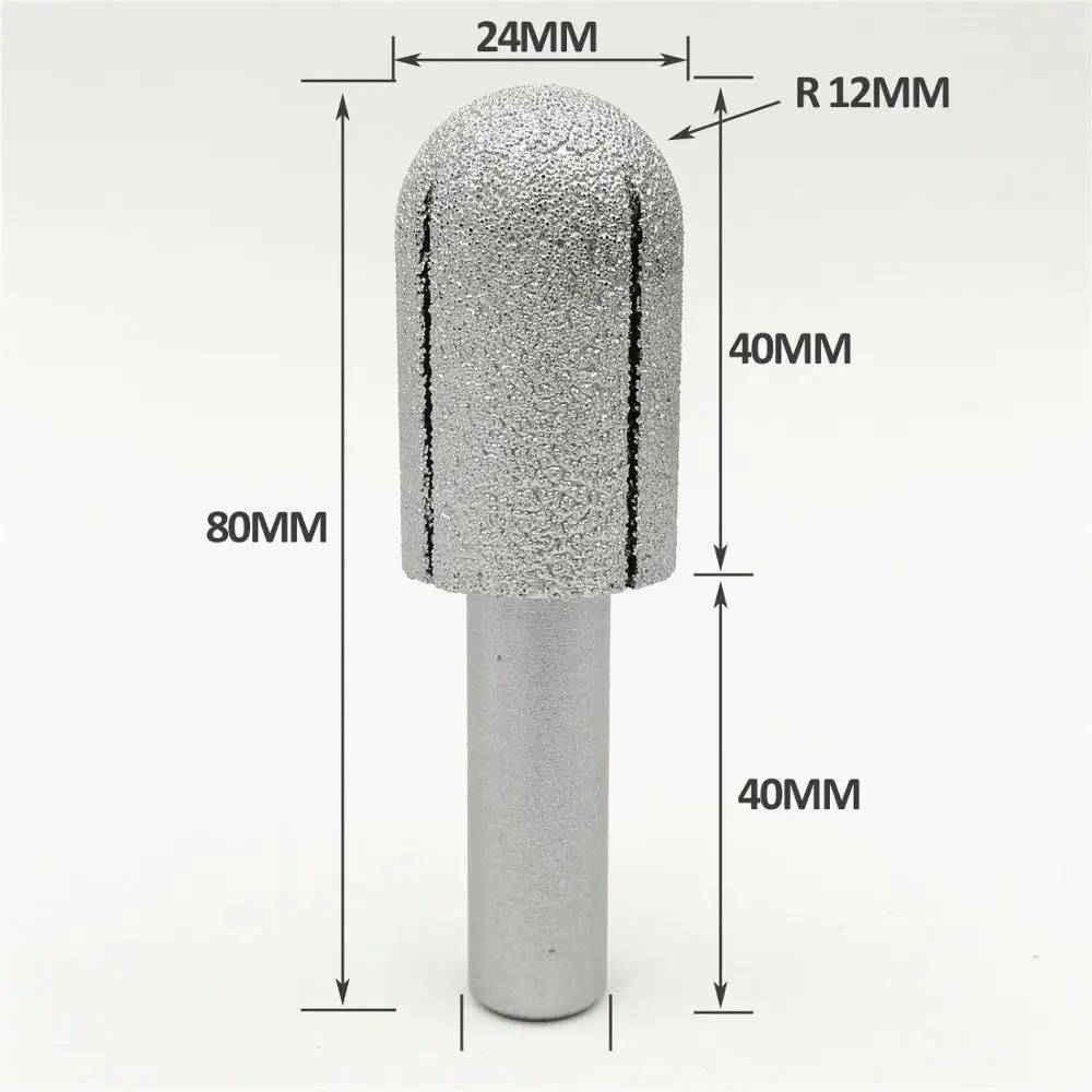 SHDIATOOL No.13 Ball-end Vuoto brasato del diamante punte del router per la pietra 12.7 millimetri shank per bordo profilo Raggio 12mm