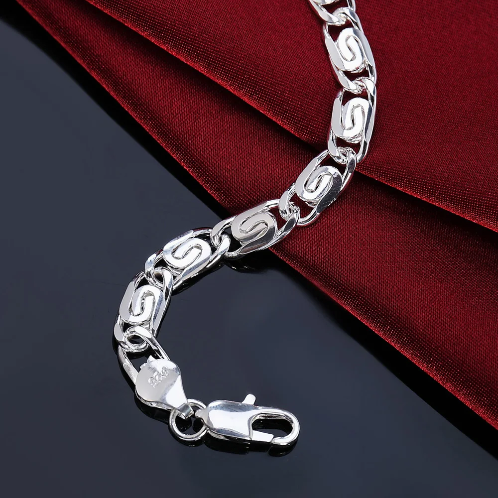 fashion beautiful silver color bracelet for , women men charm classic wedding party gift high quality jewelry wholesale LH008