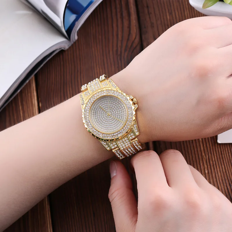 Relojes de cristal de lujo para mujer, Reloj de pulsera de acero brillante, de cuarzo, nuevo