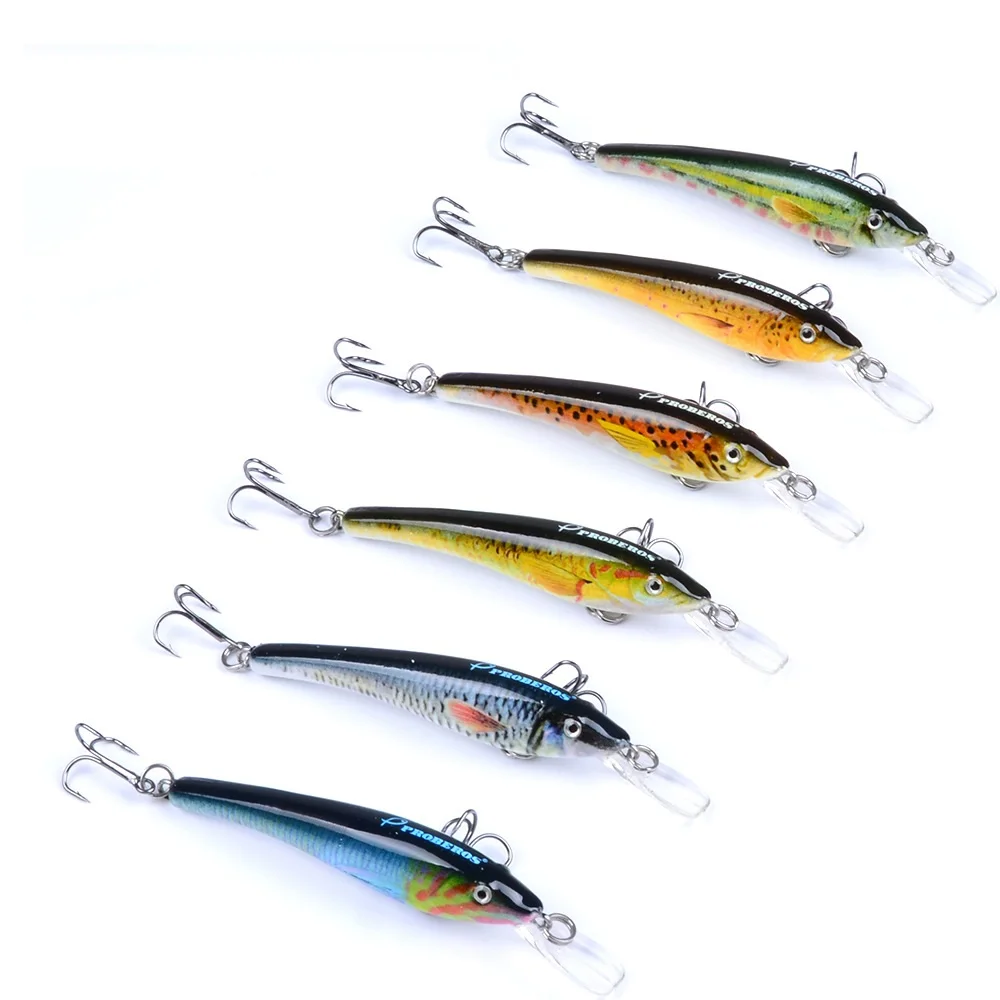 HiUmi 6pcs Fishing lure 7.6cm Fishing Bait 3.2g Crankbait 6 colors Minnow Lures 8# Hook fishing tackle