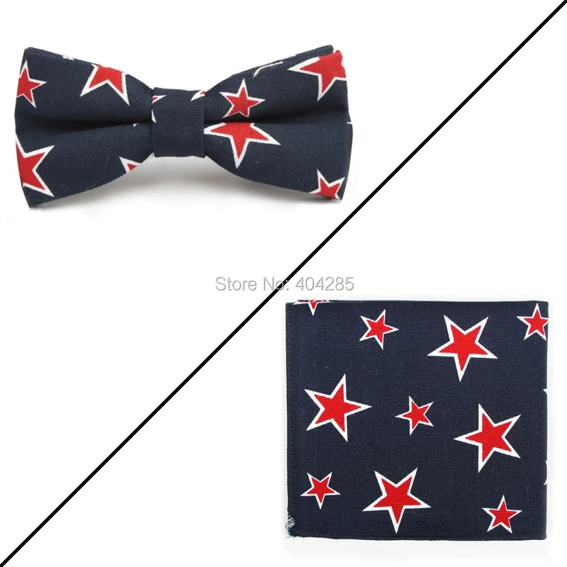 

HOOYI Fashion New Cotton Men's Bowtie Pocket Square Wedding Neck Ties handkerchief