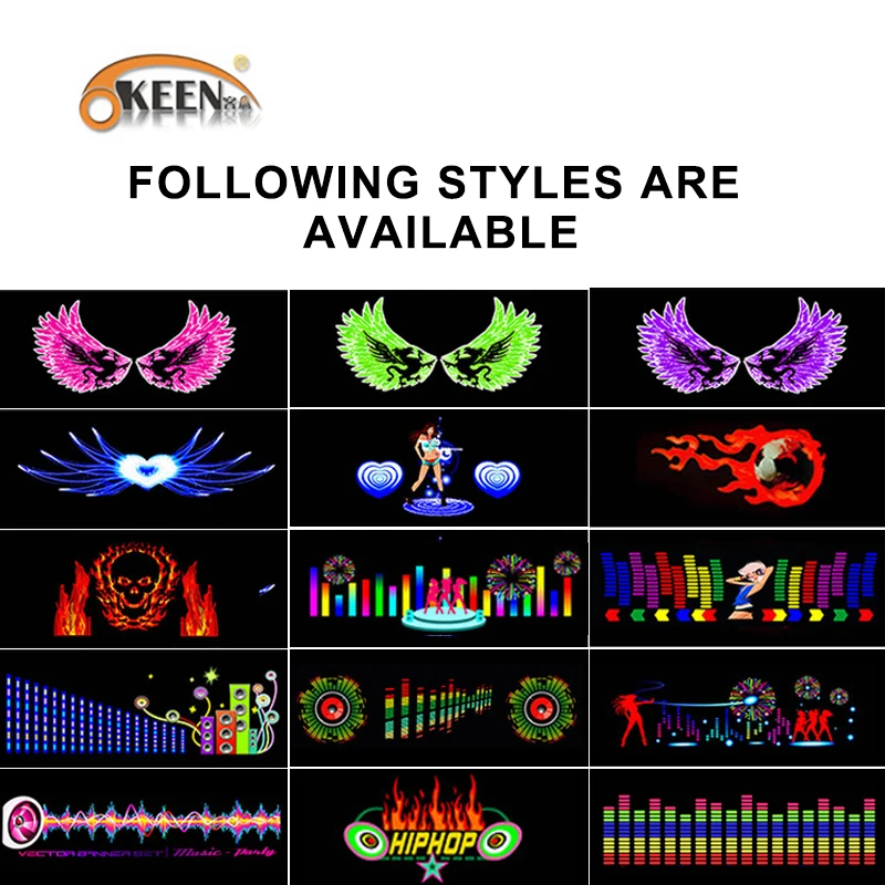 OKEEN Universal Car-styling Music Rhythm Car Sticker Music Light with RGB Led Controller Cigarette lighter Decorative Lamps