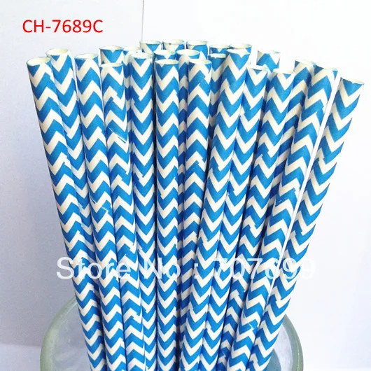 

Kids Party Pro Free Shipping Blue Chevron Paper Straws 500pcs